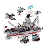 Blocos De Montar Brinquedo Navio Militar Exército 554 Peças