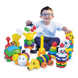 Blocos De Montar Kit Com 10 Brinquedos Encaixe Desencaixe