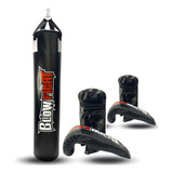 Blow Fight Profissional Saco De Box 1,20cm Com 2 Luva Bate Cor Preto