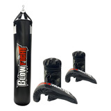Blow Fight Saco De Pancada 1.20 Cm + 2 Pares Bate Saco Preto