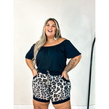Blusa Ciganinha Estampada De Malha Plus Size