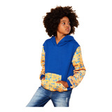 Blusa De Frio Moletom Infantil Canguru Mangas Estampadas