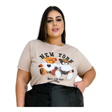Blusa Feminina Plus Size T-shirt Algodão Varias Estampas