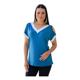 Blusa Feminino Camisa Nova Bata Vazada Gola V