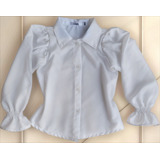 Blusa Infantil Manga Longa Camisa Colegial Mini Diva Luxo Ll