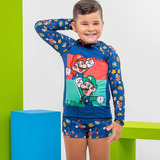 Blusa Térmica Infantil Com Sunga Proteção Uv Praia /piscina.