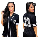 Blusão Camisetao Baseball Feminino Com Botões New York