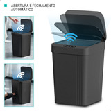 Blushop Lixeira Cesto Lixo Eletrônica Automática Preta Banheiro Moderna Abre Sensor Mão 13l Pequena Banheiro Lavabo Cozinha Resistente Quadrada Preto