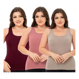 Blusinha Regata Alcinha Larga Grossa Básica Lisa Kit 3 Cores