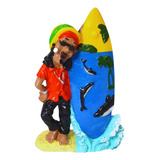 Bob Marley Surfista Rastafári Resina Boneco Decoração Reggae
