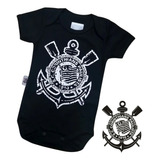 Body Bebê Temático Torcedor Corinthians Escudo - Oficial