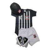 Body Bebe Times +boina+tênis+short Temático Mesversário Bebê