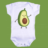 Body Branco Bebê Infantil Fruta Comida Abacate