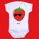 Body Branco Bebê Infantil Fruta Comida Morango