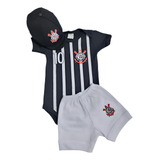 Body De Bebê + Boina+short Times Temático Roupa Bebe