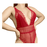 Body Decote Em V Rendado Sensual C40