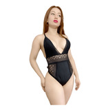 Body Decote Em V Rendado Sensual Com Bojo