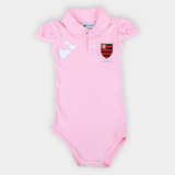 Body Flamengo Bebê Roupinha Polo Rosa Menina Mengão Oficial