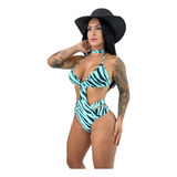 Body Maiô Tiras Biquini Fita Cintura Alta Hot Pant Fenda Cor