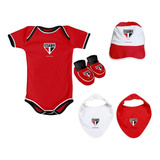 Body Pantufa Babadores E Boné Times Torcida Baby Kit 4 Peças