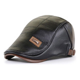 Boina Italiana Boné Chapeu Masculino Ajustável Em Couro