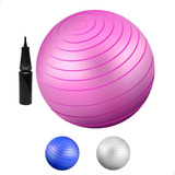 Bola De Pilates Suíça 55 Cm Com Bomba Ginastica Yoga Cor Rosa