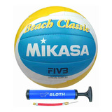 Bola De Vôlei De Praia Mikasa Beach Classic Vx + Bomba De Ar