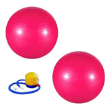 Bola Suiça Pilates Rosa Yoga Fit 65cm C/ Bomba - 2 Unidades