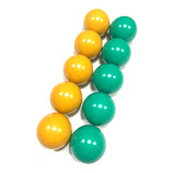 Bolas Mata Mata 54mm Lisa Bilhar Sinuca Amarela E Verde