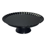 Boleira Redonda Bandeja 2 Em 1 P/ Bolos/doces/salgados 24cm Cor Preta