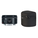 Bolsa Case Estojo Para Objetiva Canon Nikon Sony 50mm Cor Preto