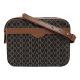 Bolsa Classe Couro Camera Bag Canvas Digital Lizzi Marrom Acambamento Dos Ferragens Dourado Desenho Do Tecido Lisa