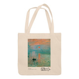 Bolsa Ecobag Com Zíper Obra De Arte Claude Monet Algodão Cru