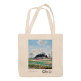 Bolsa Ecobag Com Zíper Obra De Arte Claude Monet Algodão Cru