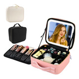 Bolsa Mala Cosméticos Portátil Para Viagem Com Luz E Espelho