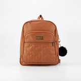 Bolsa Mochila Feminina Pequena Media Detalhe Florido Cor Caramelo