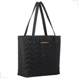 Bolsa Sacola Feminina Grande Alça De Ombro Trabalho Bordada Acambamento Dos Ferragens Ouro Cor Preto Desenho Do Tecido Liso