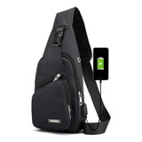Bolsa Sling Jumo Cyly Masculina De Couro Com Porta Usb À Pro