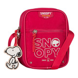 Bolsa Snoopy Transversal Pequena Feminina Em Nylon Pink