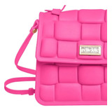 Bolsa Transversal Petite Jolie Pj10410 Design Trama De J-lástic Pink E Ouro Com Alça De Ombro Pink Alças De Cor Pink