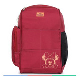 Bolsa/mochila Maternidade C/trocador Minnie Bordô Disney Cor Vinho