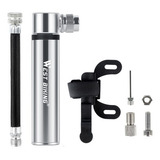Bomba De Ar Manual Bicicleta Bike Portátil Pequena + Suporte Cor Prata