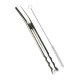 Bomba De Tereré Larga V6 De Inox Com Tela 19 Cm