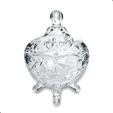 Bomboniere De Vidro Grande 11cm Com Tampa Cristal Baleiro