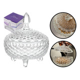Bomboniere Decorativo Em Vidro Com Base E Tampa 800ml