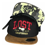 Boné Lost California Promoção Aba Reta Fitão Em Couro