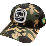 Boné Pesca Tucunaré Camuflado Pescador Fish Co. Trucker