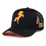 Boné Preto Masculino Trucker Telinha Cavalo Country Cor Neon