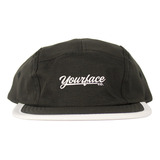 Boné Your Face 5 Panel Logo Caligrafia Black White Unissex