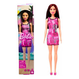 Boneca Barbie Básica Fashion Ruiva Com Vestido Rosa Mattel